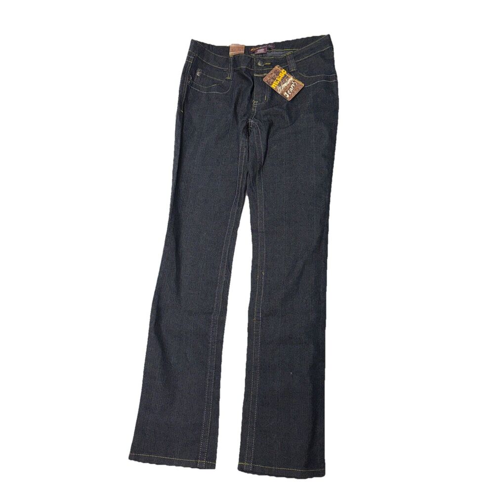 Nesso Denim Jeans Womens Sz 9 Stitching Black Dark Stretch
